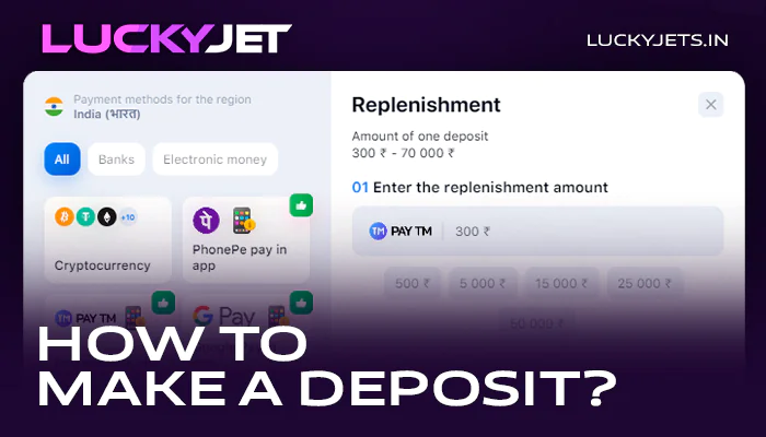 How to top up 1Win account for Lucky Jet