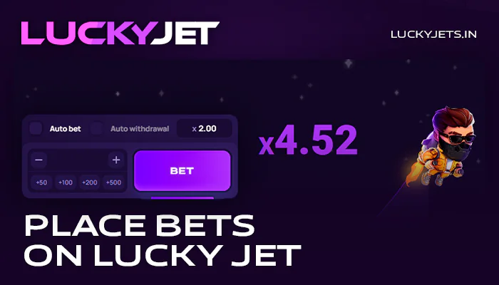 Place bet in Lucky Jet crash game at 1Win