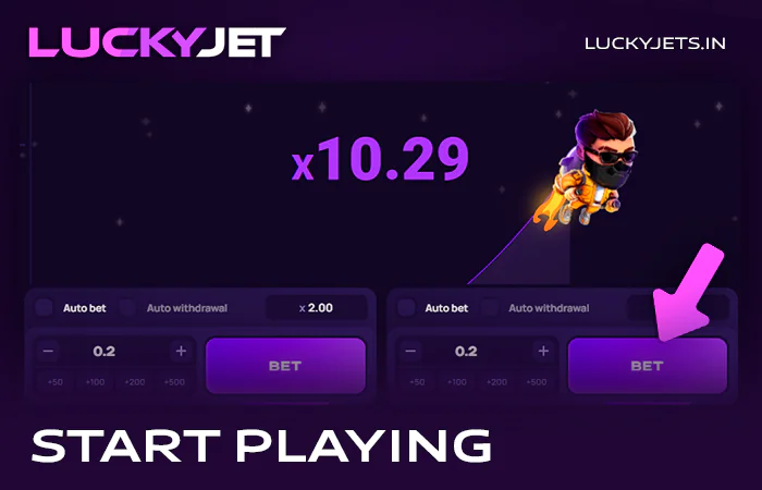 Place first bet at Lucky Jet at 1xbet Casino
