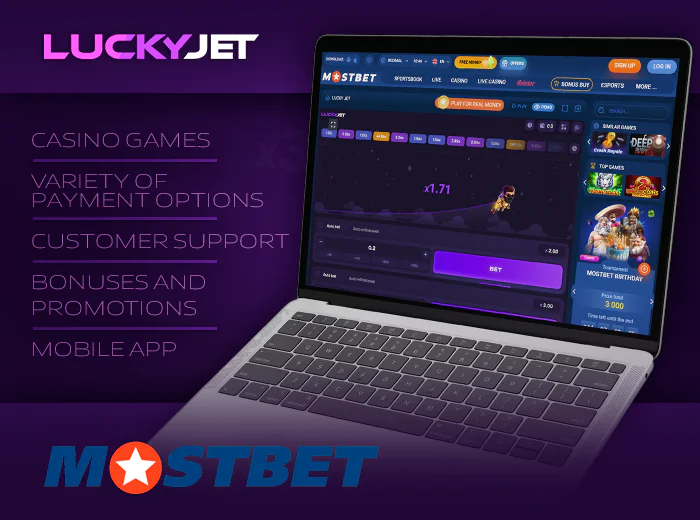 Online demo mode of Lucky Jet crash game at MostBet