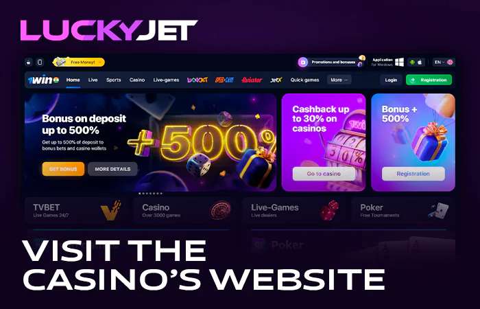 Choose and visit an online casino to play at Lucky Jet