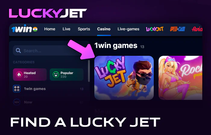 Find a Lucky Jet crash game at an online casino