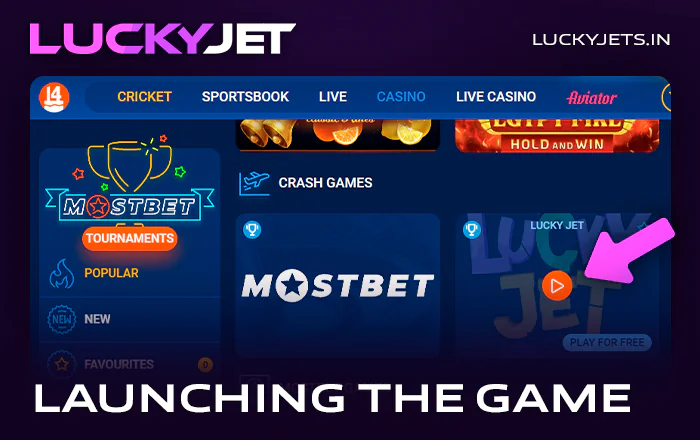 Run the Lucky Jet crash game on the Mostbet website