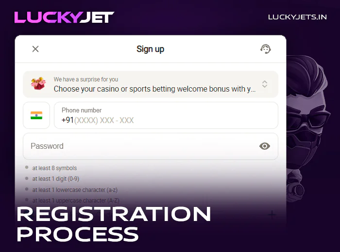 Create a Parimatch account before playing Lucky Jet