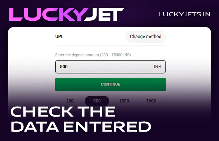 Check the correct data when making a deposit for Lucky Jet