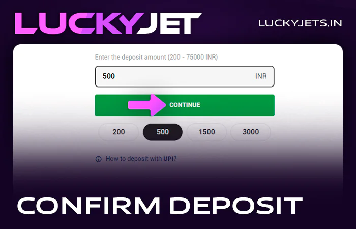 Confirm your deposit at an online casino to play Lucky Jet