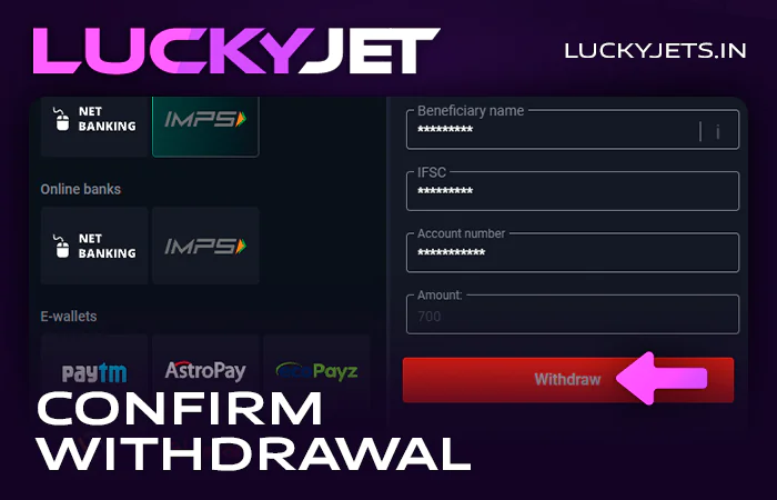Confirm your withdrawal at an online casino site with Lucky Jet