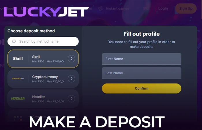 Fund your account on Bettilt casino to play Lucky Jet