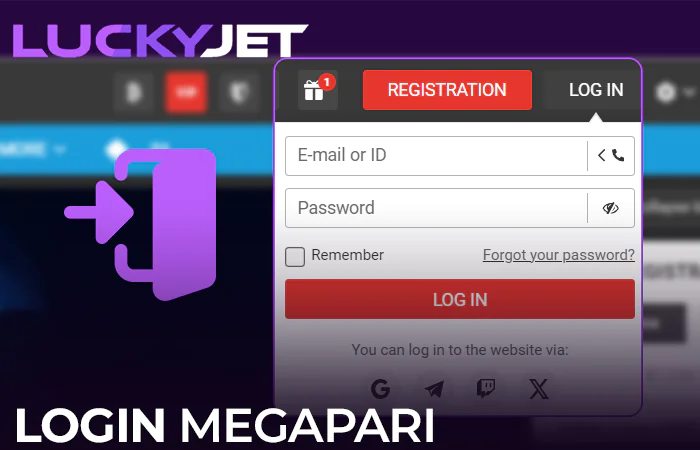 Authorization at Megapari online casino to play Lucky Jet