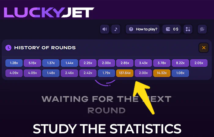 Check the results of past Lucky Jet matches in Megapari