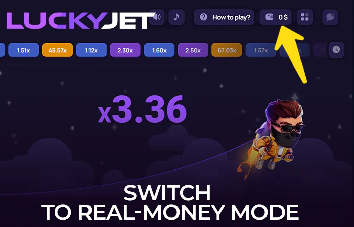 Switch to the Lucky Jet real money game at Megapari
