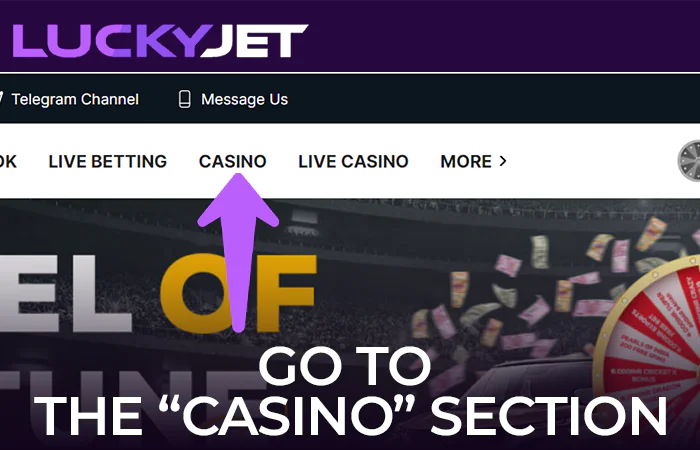 Open the casino section on Rajabets to play Lucky Jet