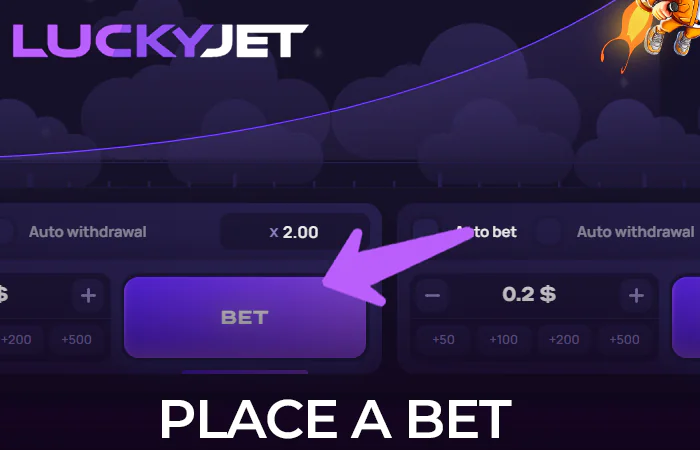 Place bet in Lucky Jet crash game at Rajabets