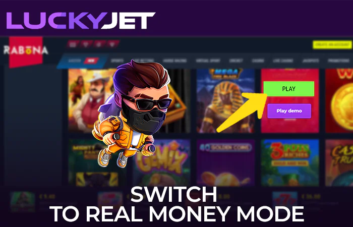 Switch to the Lucky Jet real money game at Rabona