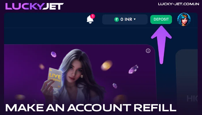 Make a deposit to play Lucky Jet game at BlueChip casino